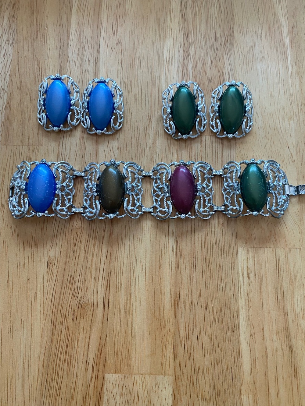 Vintage Sarah Coventry Carousel Bracelet And Earrings Set 1960s